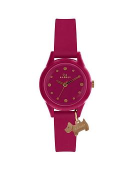Radley Watch It! Cerise And Gold Dog Charm Dial Red Silicone Strap Ladies Watch - Cerise