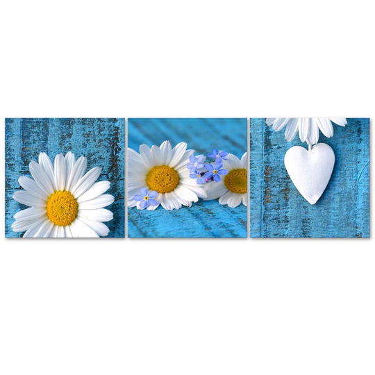 Canvas Print Daisy And Heart Blue
