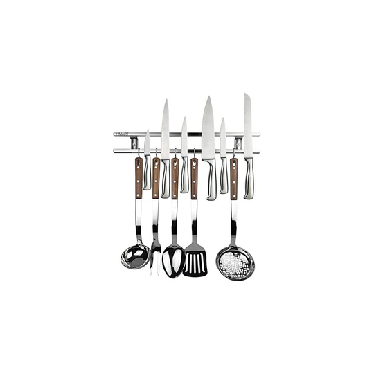 HMART 16 Inch Magnetic Knife Rack with 6 Hooks, Kitchen Organizer Magnetic Knife Holder for Wall Kitchen Utensils Holder Tools Organizer Mag
