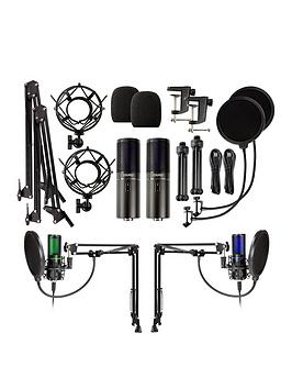 Strmd Usb Podcast Super Kit, Two Usb Cardioid Microphones, Shock Mounts, Scissor Stands &Amp; Pop Filters