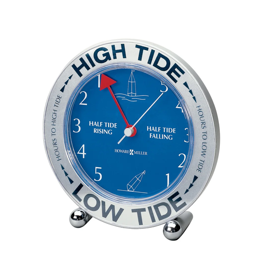 Tidemate III Coastal Analog Acrylic Quartz Tabletop Clock in Silver/Blue