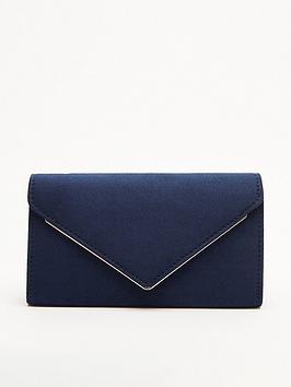 Quiz Velvet Envelope Clutch Bag, Dark Blue, Women