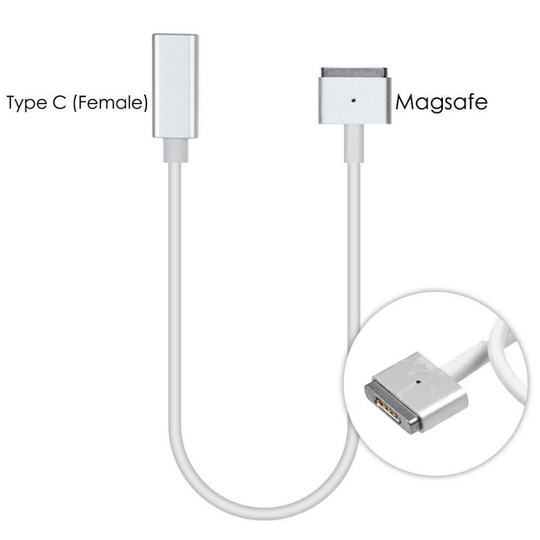 (Type C to Magsafe2 (T-Tip)) Type-C USB-C Female to Magsafe1/2 (L/T-Tip) Adapter Cable Cord For MacBook Pro