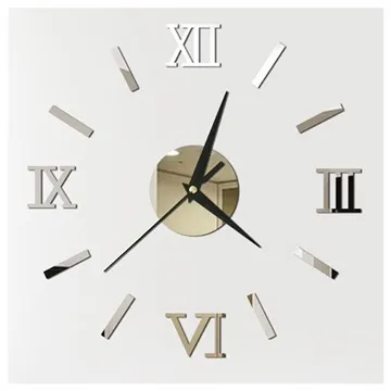 3D Decorative DIY Mirror Wall Clock - Silver