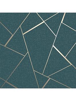Fine Décor Quartz Fractal Wallpaper In Emerald