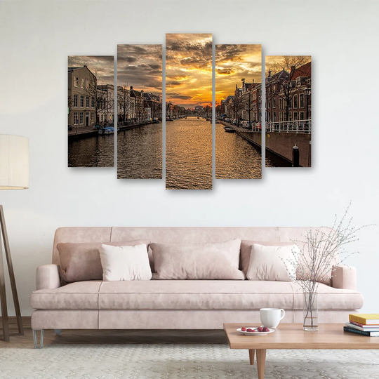 Canvas Print Amsterdam Canal Houses City