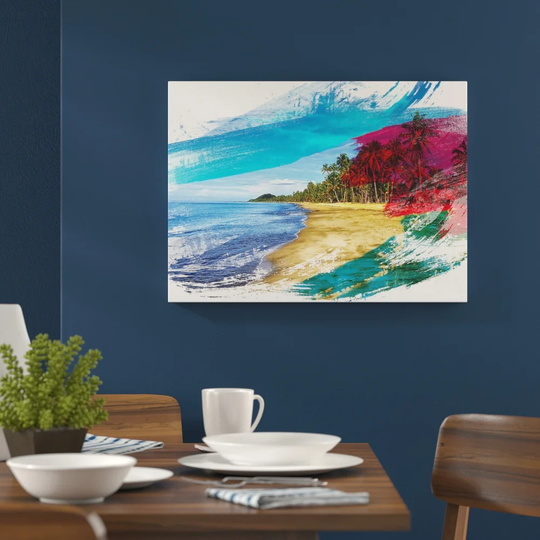 'Seascape Palm Tree Tropical Beach Paradise' Graphic Art Print Poster