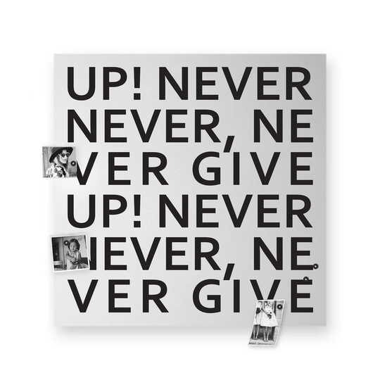 Never Give up Magnetic Wall Mounted Photo Memo Board
