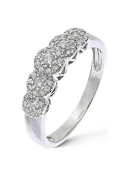 Love DIAMOND 9 Carat White Gold, 35 Point 5 Cluster Eternity Ring, Size J, Women