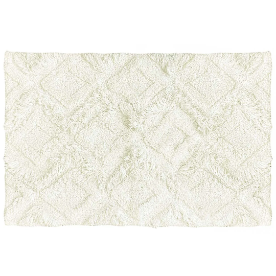 The Linen Yard Diamond Tufted Knitted Cotton Anti-slip Bath Mat Ivory
