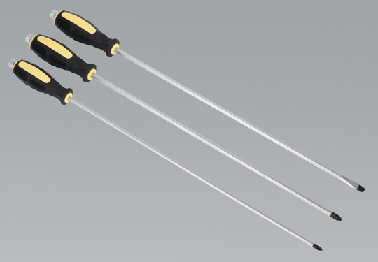 Sealey S0843 | Extra-Long Hammer-Thru Screwdriver Set 3pc