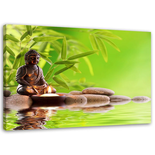 Canvas Print Buddha Bamboo Zen Stones