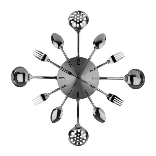 Premier Housewares Cutlery Wall Clock - Chrome