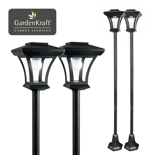 Black 2 -Light 54Cm H Solar LED Lamp Post