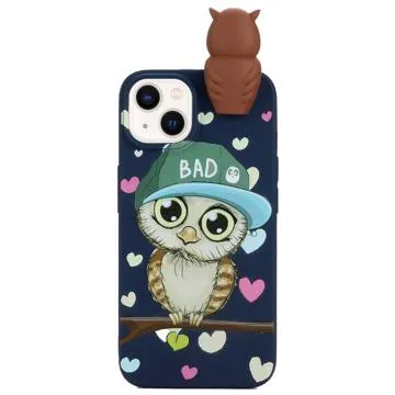 3D Figure Series iPhone 14 TPU Case - Sapphire / Owl
