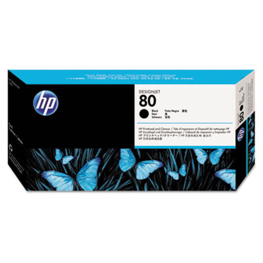 HP 80 Black Original Printhead & Printhead Cleaner For use with - Designjet 1050c, 1055 - C4820A