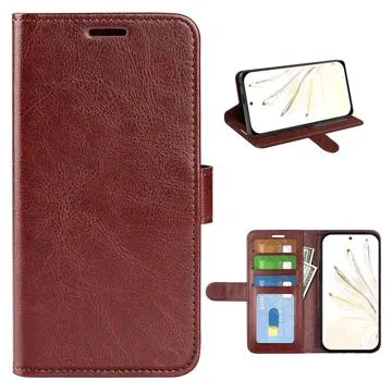 Honor 70 Pro Wallet Case with Magnetic Closure - Brown