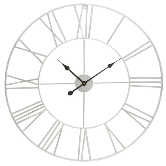 Interiors by PH Large Silver Metal Roman Numeral Wall Clock