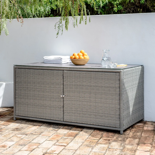 Harbour Lifestyle Santiago Rattan Storage Box/Console Table - White Wash