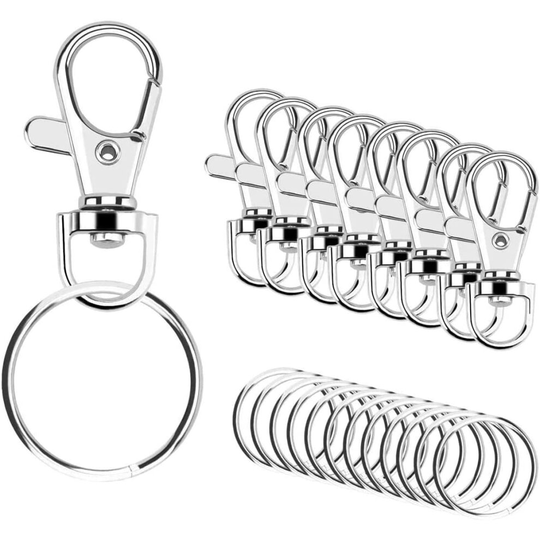 100pcs Keyrings Key Chain Clip Hooks Swivel Clasps Lanyard Snap Hooks