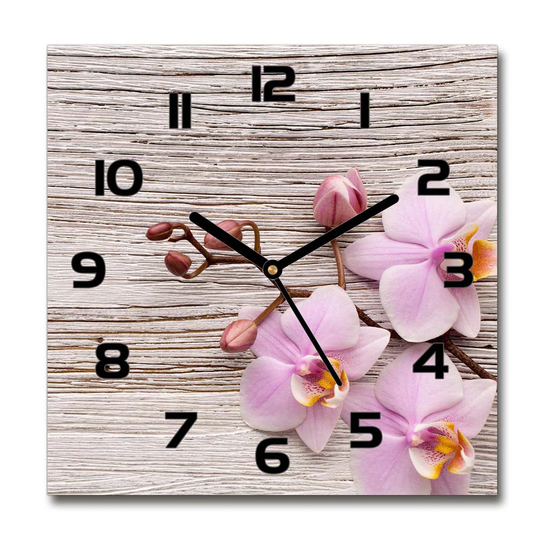 Hermi Orchid on Wood Silent Wall Clock