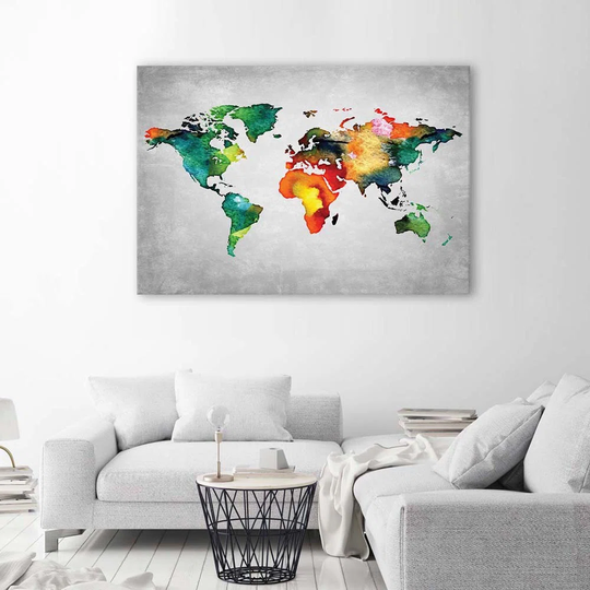 Canvas Print Colourful World Map