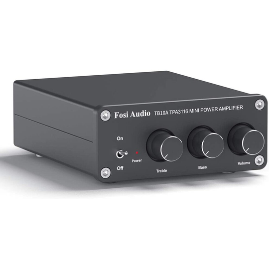 Fosi Audio TB10A - 2 Channel Stereo Audio Amplifier Receiver, Mini Hi-Fi Class D Integrated TPA3116 Amp for Speakers 100W x 2, with Bass and Treble