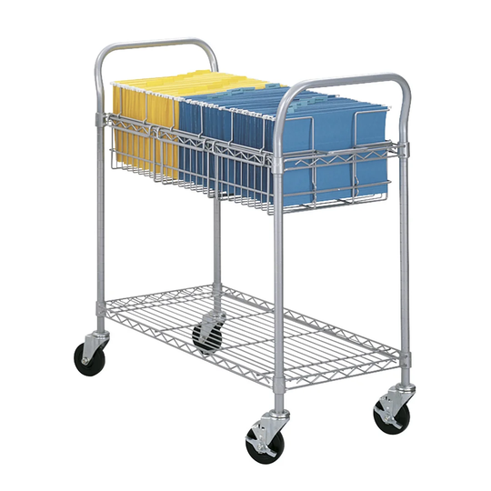Extra Large Wire Mail Cart with 2 Shelves