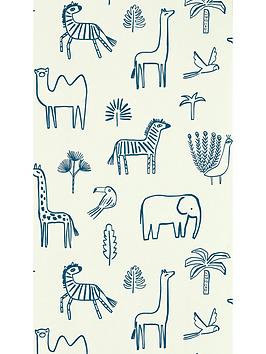 Harlequin Book Of Little Treasures Funky Jungle Navy Wallpaper