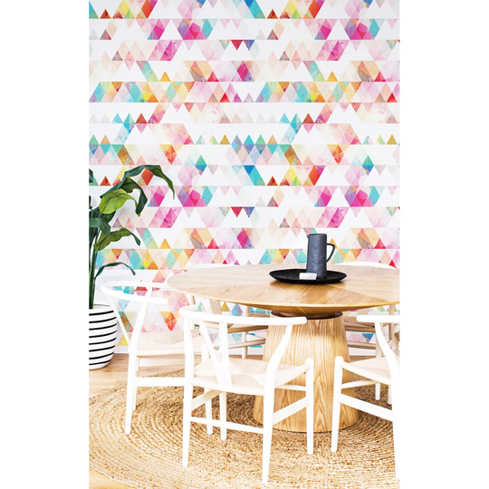 Walllpaper Roll 360X250cm Kitchen Livingroom Bedroom Mural Decoration Wallpaper Material With Print - Rainbow Triangle Geometry Triangleful