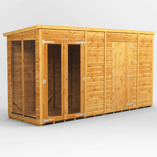 12X4 Power Pent Summerhouse Combi Including 6Ft Side Store