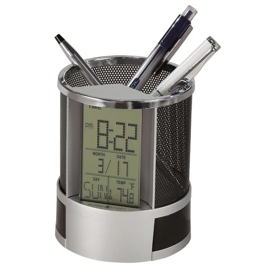 Modern & Contemporary Digital Plastic Quartz Alarm Tabletop Clock in Silver