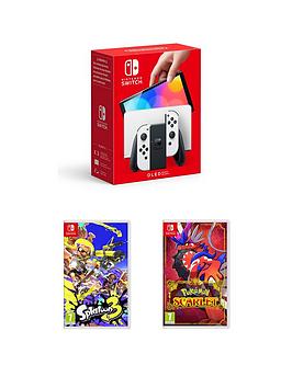 Nintendo Switch Oled Switch Oled Console White With Pokemon Scarlet &Amp; Splatoon 3