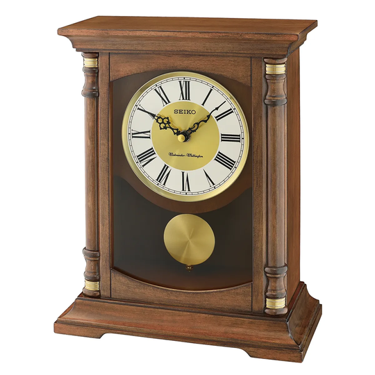 Seiko Wooden Melody Mantel Clock with Pendulum