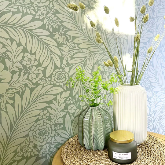 Belgravia Decor Florence All Over Leaf Green Wallpaper