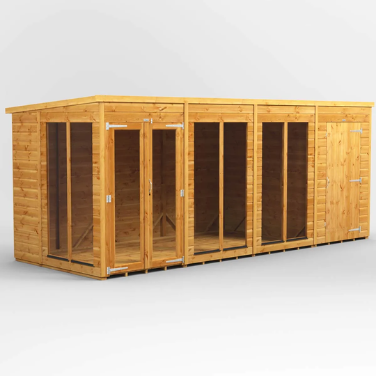 16X6 Power Pent Summerhouse Combi Including 4Ft Side Store