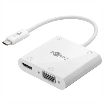 Goobay USB-C to HDMI/VGA Adapter - PD 100W - White