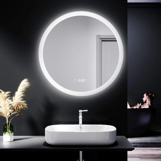 Bathroom Mirror With LED Lights And Additional Features - Bluetooth Speaker+Clock+Shaver Socket+Touch Switches+Demister Pad+Dimming Function Wall Moun