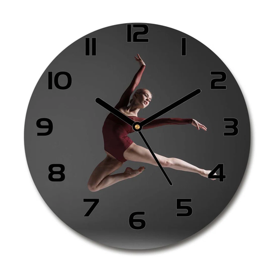 Glass Wall Clock 30Cm Round Decoration Picture Wall Art Modern Decoration Kitchen Living Room Silent - Modern Dance,85327020