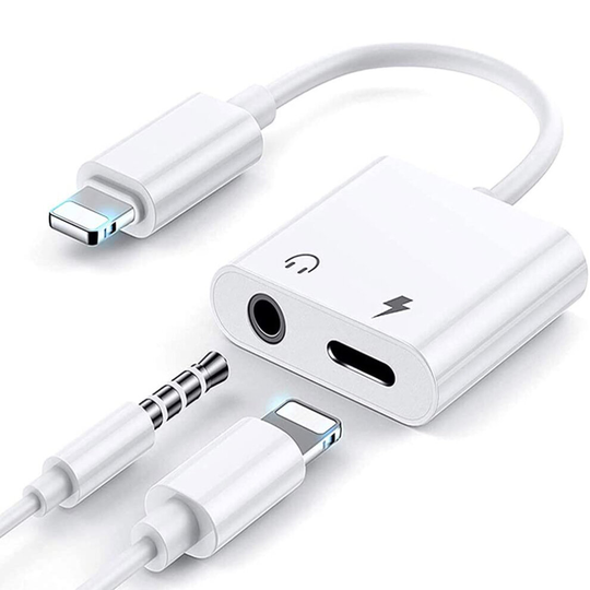 (3.5mm + Lightning) For Apple iPhone Headphone Adapter (2 in1) Dual Adapter for iPhone to 3.5mm Jack AUX Audio Adapter Cable