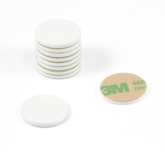 Magnet Expert 20mm dia x 2mm thick White Painted Mild Steel Disc with 3M Self Adhesive (Pack of 10)