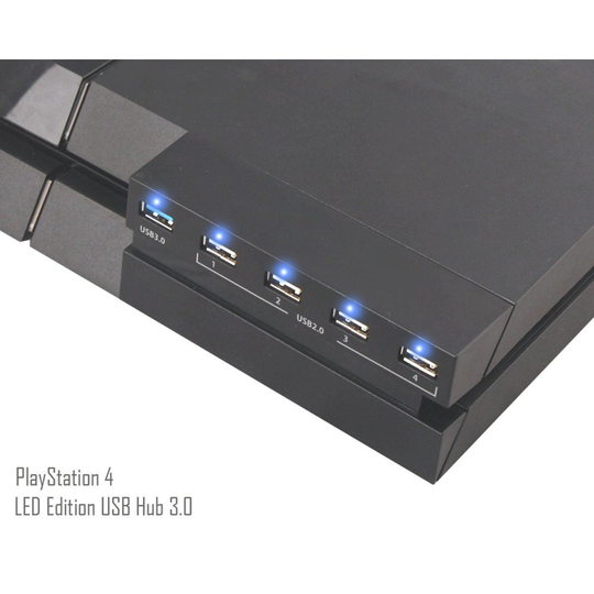 PS4 USB Hub 3.0 - ElecGear 5-port USB 3.0 Extension Adapter with LED indicator for PSVR Headset, Controller, Hard Drive Storage, Charger Extender...