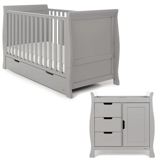 Obaby Stamford Classic Sleigh 2 Piece Room Set - Warm Grey