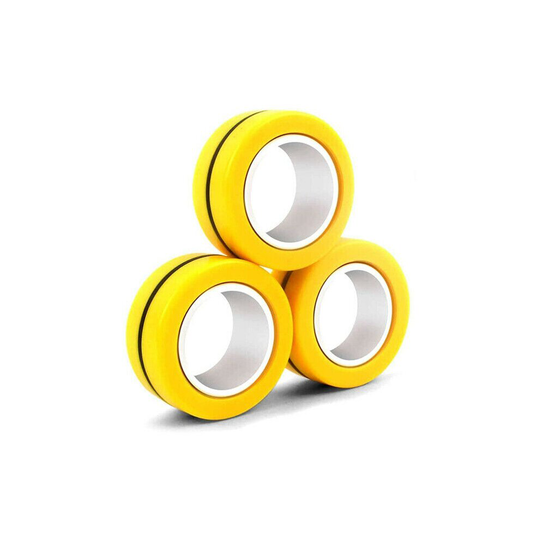 (Yellow) 3pcs Anti Stress Magnetic Bracelet Magical Ring