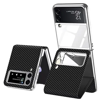 GKK Electroplated Samsung Galaxy Z Flip3 5G Hybrid Case - Carbon Fiber