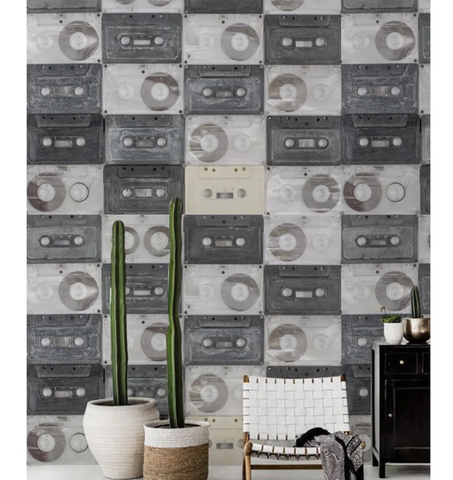 Ainzlee Retro Cassette Design Paper Wallpaper