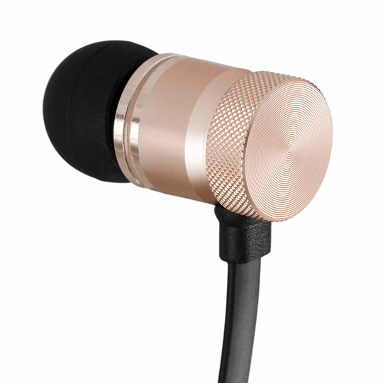 Akai Bluetooth Noise Isolating Silicone Earphones, with Built-In Microphone and Ear Cuff Magnets, Blush Gold