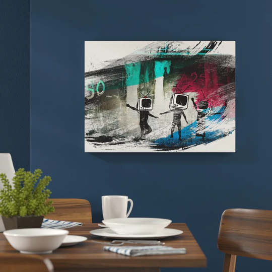 'Banksy TV Heads Graffiti' Graphic Art Print Poster