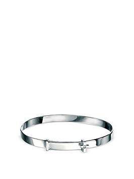 D For Diamond Sterling Silver Childrens Christening Cross Baby Bangle