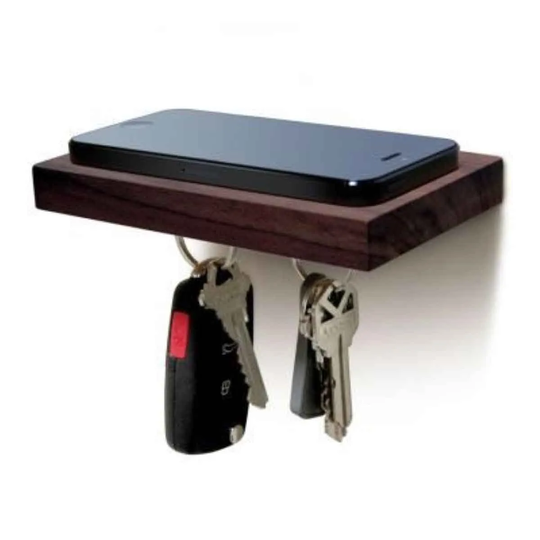 IloveHandles Plank Wooden Floating Shelf With A Magnetic Underside For Mobile & Keys Storage - Walnut